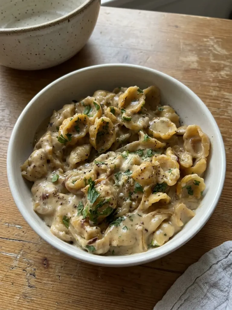 This epic French onion pasta is unbelievably creamy, indulgent, and simply the best comfort food you could ask for. Onions are caramelized low and slow for a super cozy, creamy pasta recipe